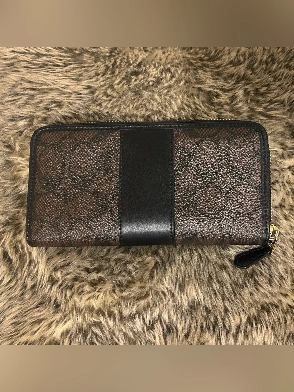 Coach Signature Canvas Accordion Zip Wallet G1730 F54630 - Brown/Black